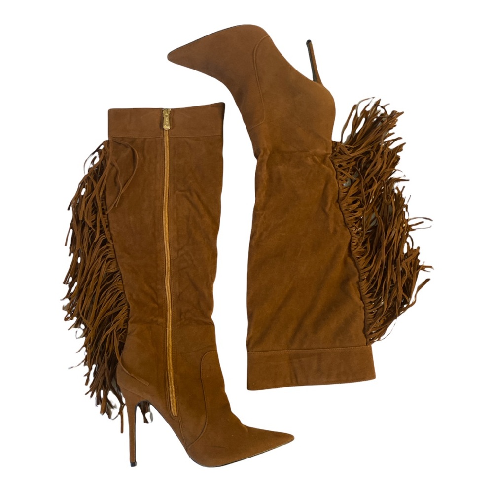 Cape Robbin Artena Brown Fringe Heeled Boots Size 8.5
